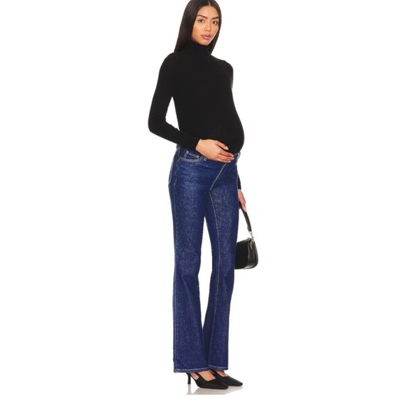 Hatch The Flare Leg Maternity Jeans Underbelly Size 27 Dark Wash - Picture 1 of 6